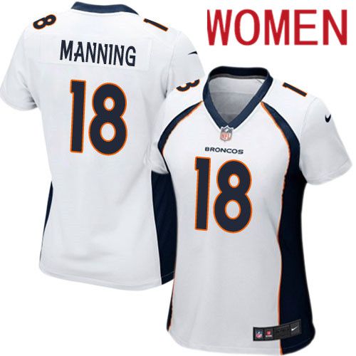 Women Denver Broncos #18 Peyton Manning Nike White Game Player NFL Jersey